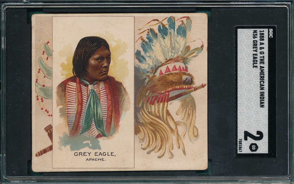1888 N36 Lean Wolf, American Indian Chiefs, Allen & Ginter Cigarettes SGC 1