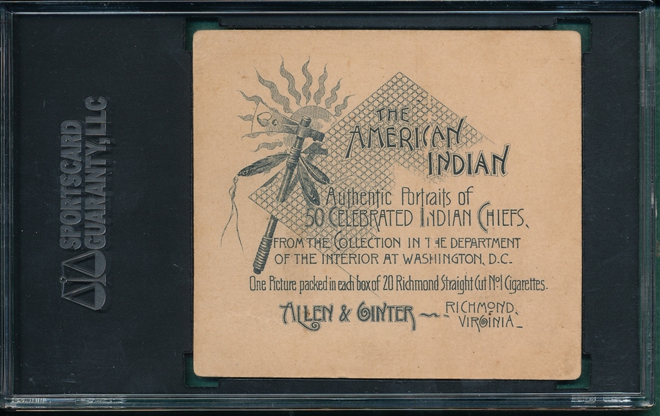 1888 N36 Grey Eagle, American Indian Chiefs, Allen & Ginter Cigarettes SGC 2