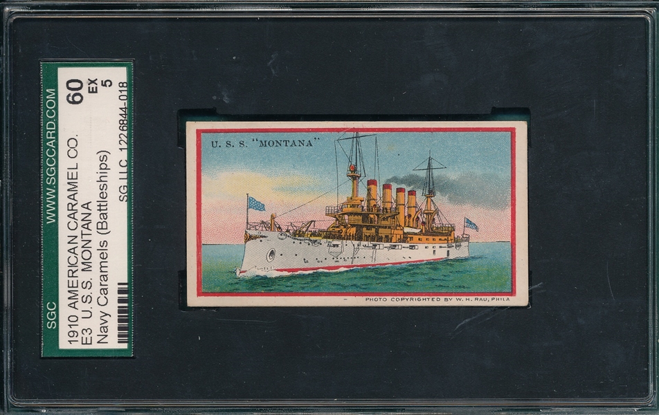 1910 E3 USS Montana, Navy Caramels, American Caramel Co. SGC 60