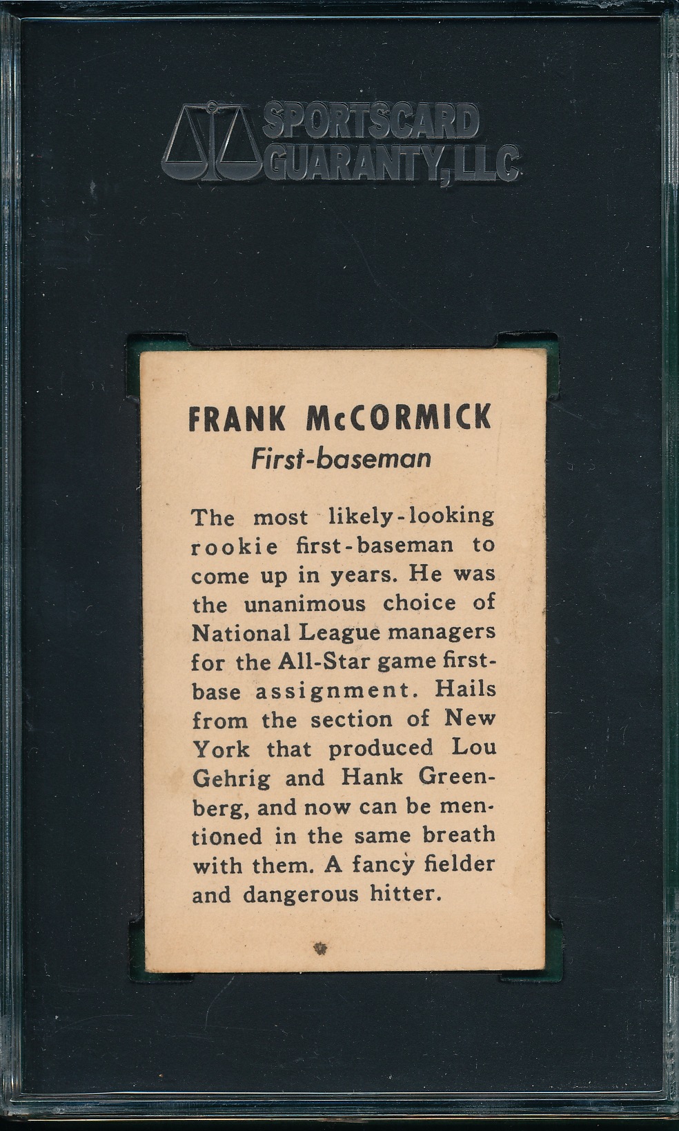 Lot Detail - 1939 Cincinnati Reds Frank McCormick SGC 60