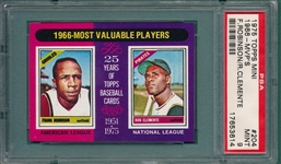 1975 Topps Mini #204 1966 MVPs W/ Clemente & Frank Robinson PSA 9 