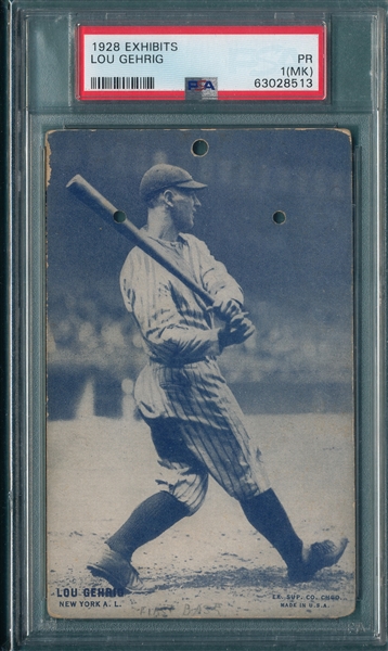 1928 Exhibits Lou Gehrig PSA 1 (MK)