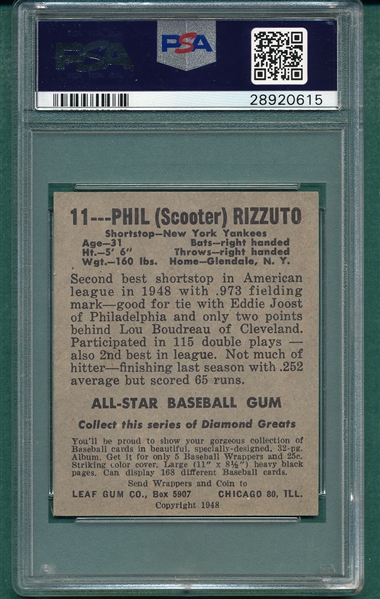 1948 Leaf #11 Phil Rizzuto PSA 3
