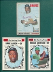 1970 Topps Reggie Jackson & Aaron, Lot of (3)