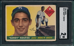 1955 Topps #123 Sandy Koufax SGC 2 *Rookie*