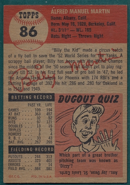 1953 Topps #86 Billy Martin