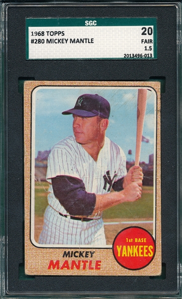 1968 Topps #280 Mickey Mantle SGC 20