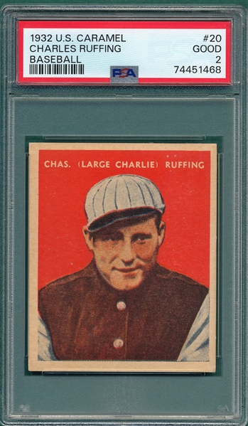1932 U. S. Caramel #20 Charles Ruffing PSA 2
