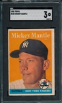 1958 Topps #150 Mickey Mantle SGC 3