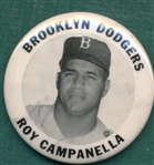 1950s PM10 Roy Campanella HOF "Brooklyn Dodgers" Pin *White*