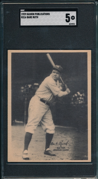1929 R316 Babe Ruth Kashin Publications SGC 5