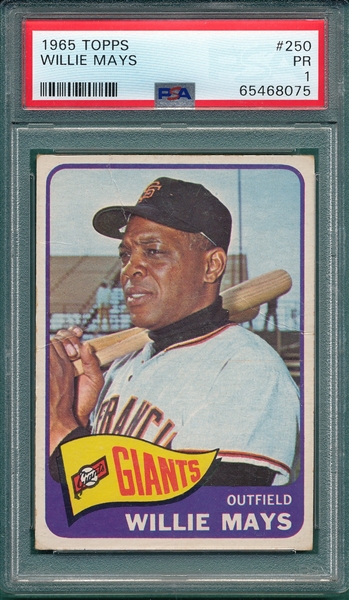 1965 Topps #250 Willie Mays PSA 1