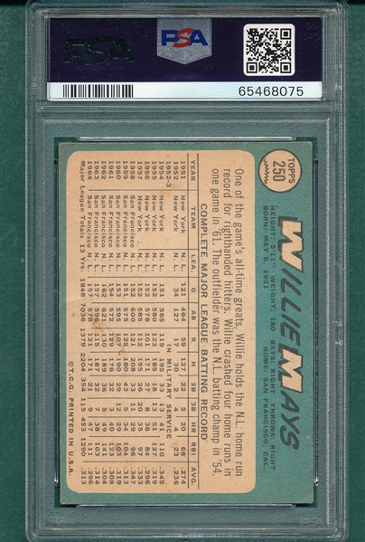 1965 Topps #250 Willie Mays PSA 1