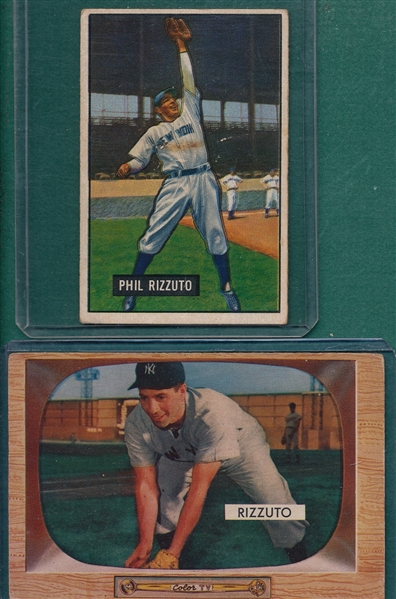 1951/55 Bowman Phil Rizzuto, Lot of (2)