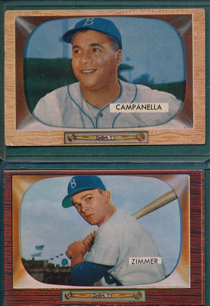 1955 Bowman #65 Zimmer & #22 Campanella, Lot of (2)