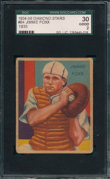 1934-36 Diamond Stars #64 Jimmie Foxx SGC 30