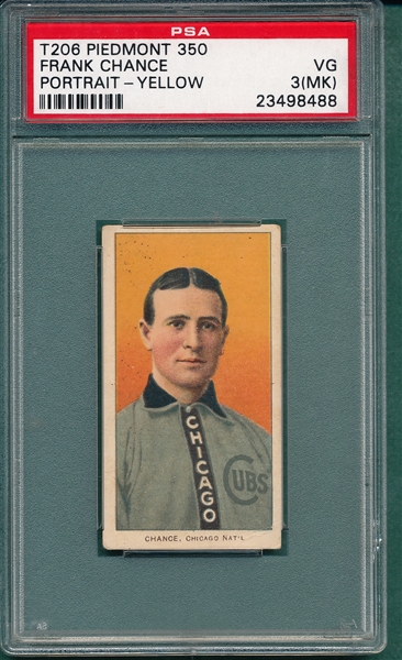 1909-1911 T206 Chance, Portrait, Piedmont Cigarettes PSA 3 (MK)
