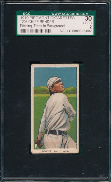 1909-1911 T206 Bender, Trees, Piedmont Cigarettes SGC 30
