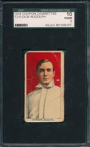 1914 T213-2 Rudolph Coupon Cigarettes SGC 10
