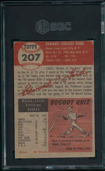 1953 Topps #207 Whitey Ford SGC 2.5