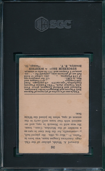 1915 Cracker Jack #36 Ed Walsh SGC 1.5