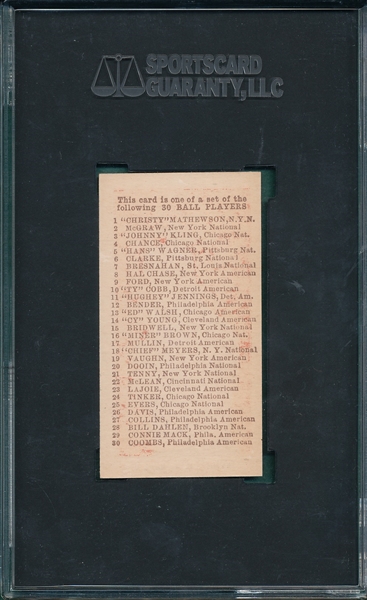 1910 E98 Fred Tenney SGC 7.5