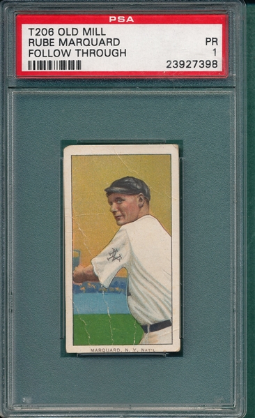 1909-1911 T206 Marquard, Follow Through, Old Mill Cigarettes PSA 1