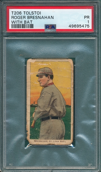 1909-1911 T206 Bresnahan, Batting, Tolstoi Cigarettes PSA 1