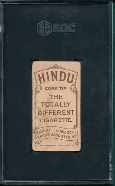 1909-1911 T206 Bradley, Portrait, Hindu Cigarettes SGC 2.5