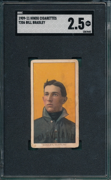 1909-1911 T206 Bradley, Portrait, Hindu Cigarettes SGC 2.5