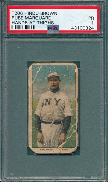 1909-1911 T206 Marquard, Hands At Thighs, Hindu Cigarettes PSA 1