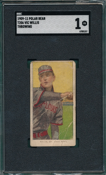 1909-1911 T206 Willis, Throwing, Polar Bear, SGC 1 