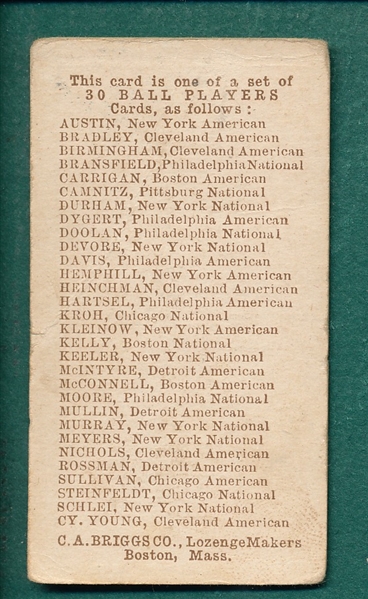1909-10 E97 George Mullin Briggs Co. Lozenge 