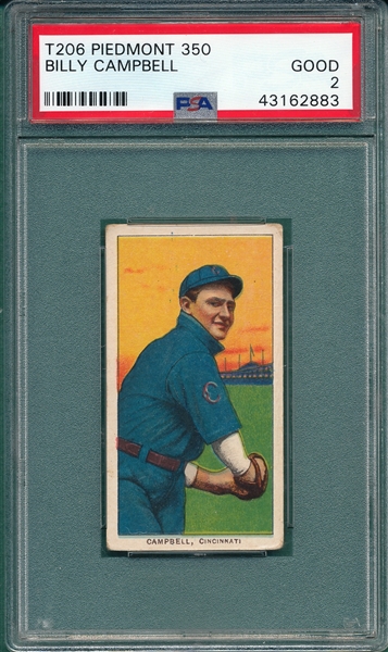 1909-1911 T206 Campbell Piedmont Cigarettes PSA 2