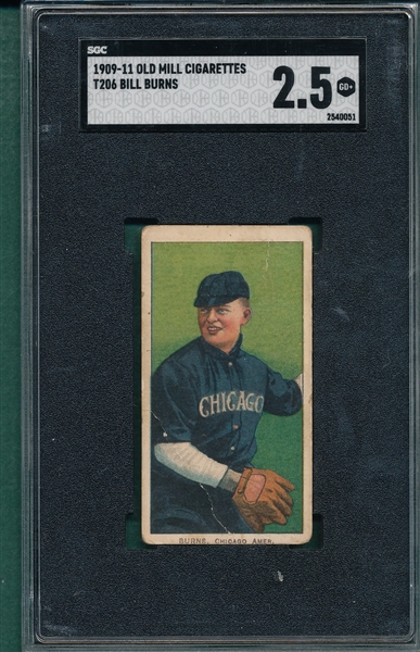 1909-1911 T206 Burns Old Mill Cigarettes SGC 2.5