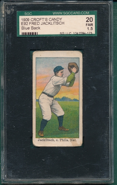 1909 E92 Fred Jacklitsch Crofts Candy SGC 20 *Blue*