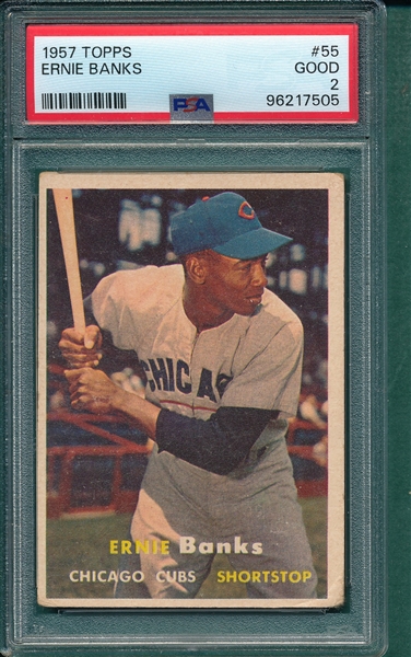 1957 Topps #55 Ernie Banks PSA 2
