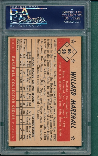 1953 Bowman Color #58 Willard Marshall PSA 7