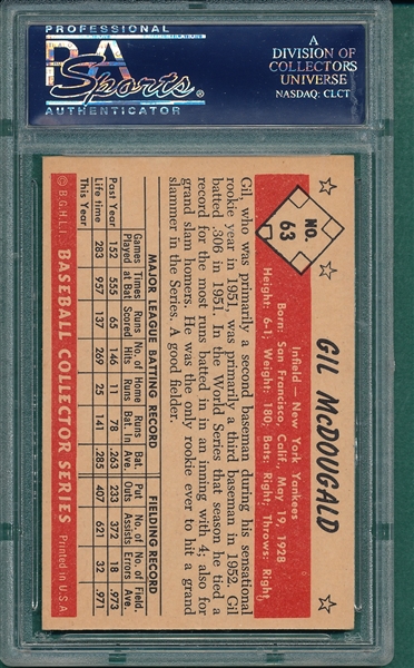 1953 Bowman Color #63 Gil McDougald PSA 7
