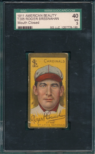 1911 T205 Bresnahan, Mouth Closed, American Beauty Cigarettes SGC 40