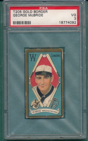 1911 T205 McBride Piedmont Cigarettes PSA 3