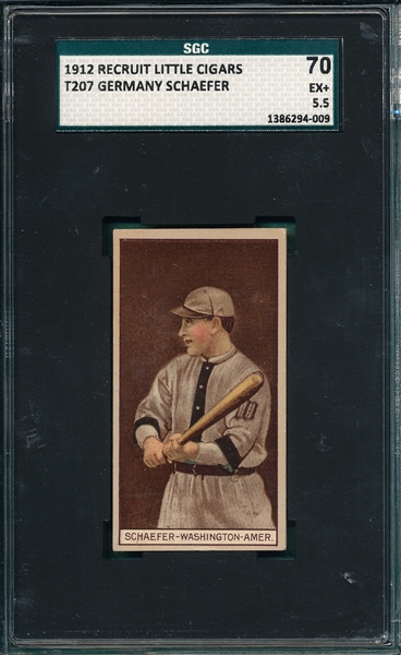 1912 T207 Schaefer Recruit Little Cigars SGC 70