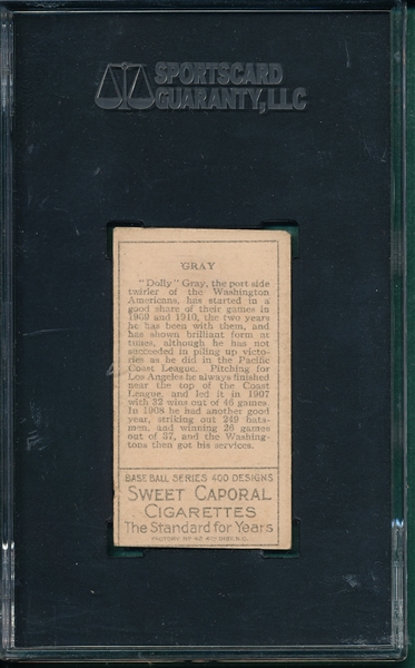 1911 T205 Gray, No Stats, Sweet Caporal Cigarettes, SGC 50