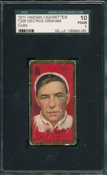 1911 T205 Graham, Cubs, Hassan Cigarettes, SGC 10 *SP*