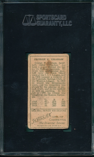 1911 T205 Graham, Cubs, Hassan Cigarettes, SGC 10 *SP*