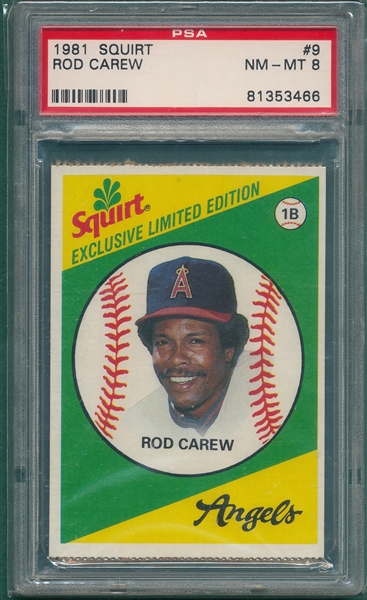 1981 Squirt Rod Carew PSA 8