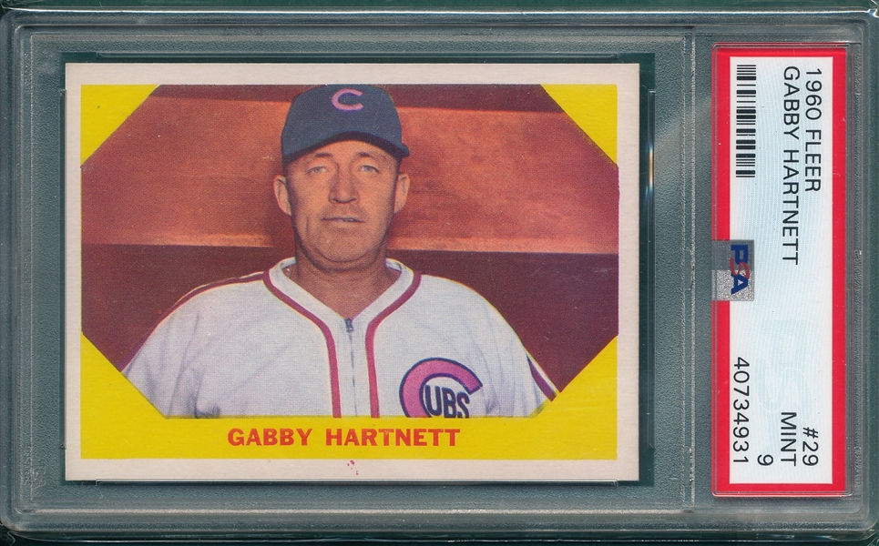 1960 Fleer #29 Gabby Hartnett PSA 9