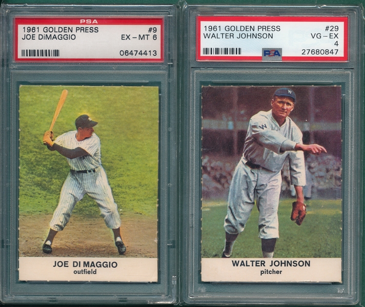 1961 Golden Press #9 DiMaggio & #29 Johnson, Lot of (2) PSA