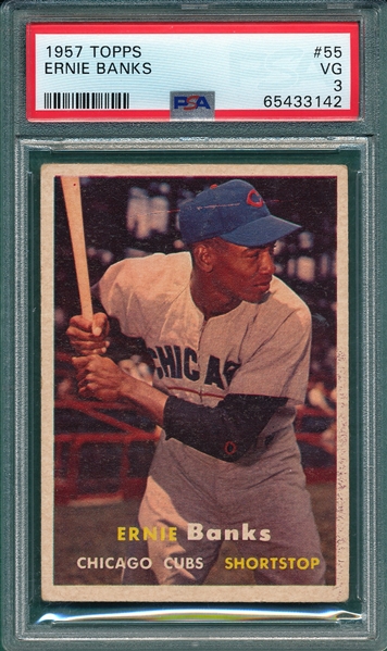 1957 Topps #55 Ernie Banks PSA 3
