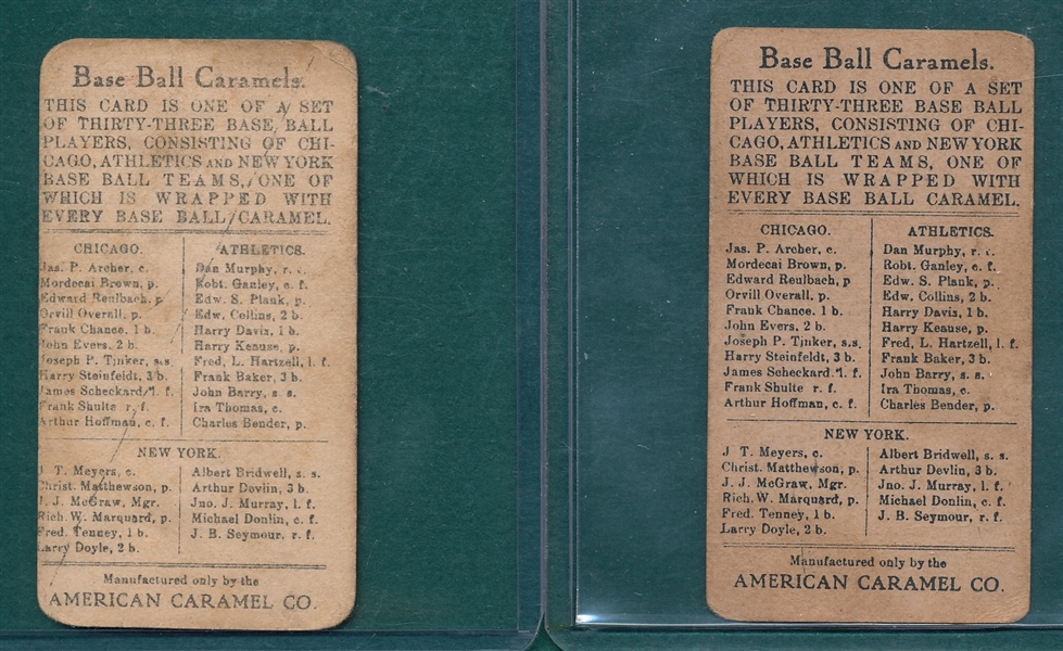 1909 E91-B Barry & Krause, Lot of (2), American Caramel Co.